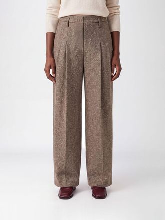 Brunello Cucinelli Pantaloni palazzo a vita alta in lana vergine con monile