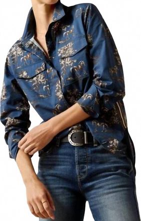 Ariat Wolseley Long Sleeve Blouse In Navy Toile
