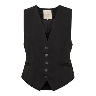 Kaffe KAsakura Gilet - Dames - Jassen - Zwart - Maat: XS Leer