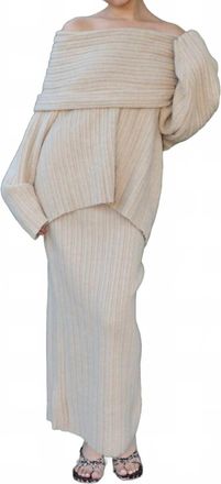 Le Lis Blanc Deux Rhyka Off Shoulder Sweater In Beige