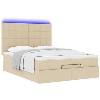 vidaXL Estructura De Cama Otomana Con Colch&oacute;n Tela Crema 140x190cm Vidaxl