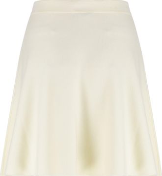 Max Mara Womens Miniskirt Cr&ecirc;pe Cotton White Virgin Wool Skirt