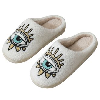 Generic Eye Slippers Soft Warm Winter Slippers Plush Fuzzy Cushion with Thick Soft Sole Cozy Indoor Slipper Boots Memory Foam Funny Shoes for Women, Men & Tee