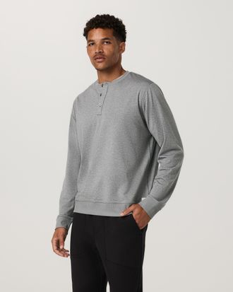 Vuori Clothing Long Sleeve Coronado Henley - Relaxed Fit | Black Heather | Medium