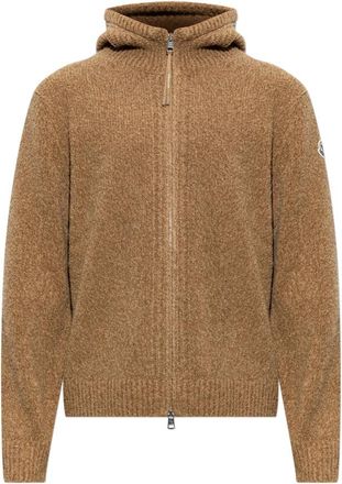 Moncler Wollemantel met capuchon - Heren - Vesten - Bruin - M - Wol - Truien & Vesten