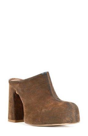 Azalea Wang Florea Block Heel Clog in Brown at Nordstrom, Size 6.5