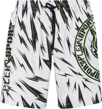 Plein Sport Badmode, Heren, Wit, 2Xl, Polyester, Tiger Shorts