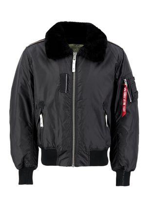 Alpha Industries Bomberjacke ALPHA INDUSTRIES Injector III, Herren, Gr. 3XL, schwarz, Obermaterial: 100% Nylon, Futter: 100% Nylon, Kapuzenfutter: 100% Schaffell, F&uuml;ll
