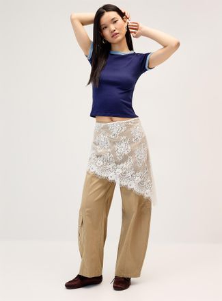 Twik Womens Lace scarf wide-leg pant