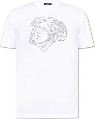 Versace T-shirt met glinsterende pailletten - Heren - T-shirts - Wit - M - Pailletten - Tops