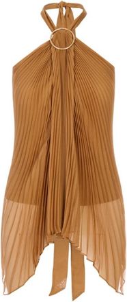 Max Mara Valzer Top - Dames - Tops zonder mouwen - Bruin - S - Polyester - Tops