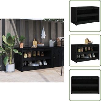 vidaXL The Living Store Mobile da Cucina da Esterno MEPPEL Nero 106x55x64 cm Legno Massello di Pino - Mobile da cucina
