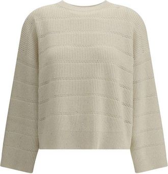 Brunello Cucinelli White Cashmere Womens Sweater