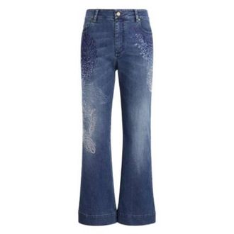 Roberto Cavalli Embroidered Cropped Denim Jeans, Brand Size 40 ( US Size 6 )
