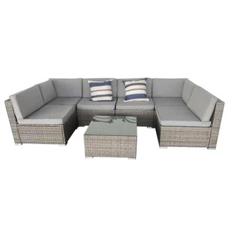 Concept Usine Conjunto de muebles modulares de jard&iacute;n de resina tejida 6 plazas - gr