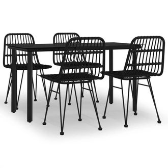 Berkfield Home 5 Piece Garden Dining Set Black Poly Rattan