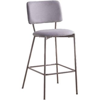 Home Heavenly Home Heavenly Taburete Alto Ned - Pack De 4 Taburetes Cocina Altos Con Respaldo Curvado, Tapizado Antimanchas Gris Claro, Patas Color : Patas Crema