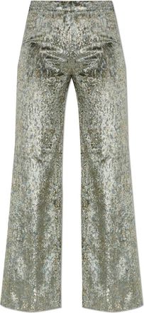 Forte_Forte Fluwelen broek met Lurex-draad - Dames - Wijde Broeken - Grijs - S - Broeken