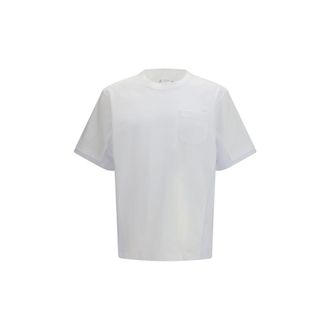 sacai White Cotton Mens T-Shirt