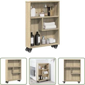 vidaXL vidaXL Carrello in legno ingegnerizzato - Carrello portaoggetti stretto in rovere Sonoma 48x13x68 cm in legno ingegnerizzato