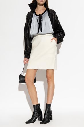 Forte_Forte Forte_forte Silk Top With Decorative Tie At The Neckline, Womens, Grey