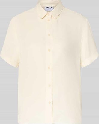 Jake*s Casual Regular Fit Hemdbluse mit 1/2-Arm in Beige, Gr&ouml;&szlig;e 34