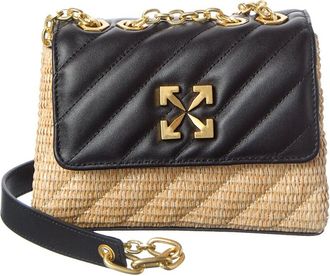 Off-white Jackhammer Straw & Leather Shoulder Bag