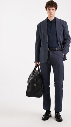 Asos Pantaloni da abito slim in misto cotone e lino color blu navy