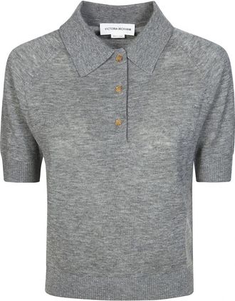 Victoria Beckham Polo in Maglia - Dames - Polos - Grijs - L - Tops