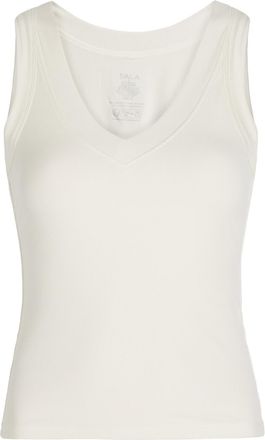 Tala 365 Ribbed V-neck Stretch-modal Vest - Off White - S (UK8-10 / S)