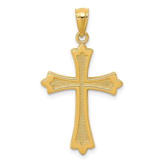 Diamond2Deal 14k Yellow Gold Budded Cross Pendant