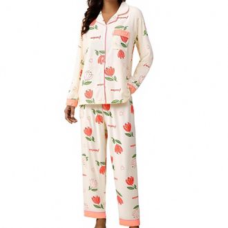 Generic Pyjamas for Women 2 Piece Outfits Womens Fashion Lounge Nightwear Cotton-Like Ladies Pyjamas Sleep & Lounge Women Skin-Friendly Casual Classic Leisure