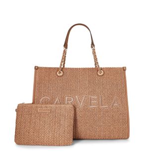 Carvela Womens Sorrento Raffia Tote Bag - Tan Fabric - One Size