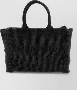 Pinko na medium raffia tote bag