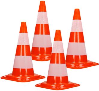 ECD Germany 4x Cono De Tr&aacute;fico Obra Pieza De Se&ntilde;alizaci&oacute;n Emergencia Color Naranja Y Blanco 47 Cm De Altura En Pvc Fuerte Y Robusto Pil&oacute;n De Seguridad Con Rayas R