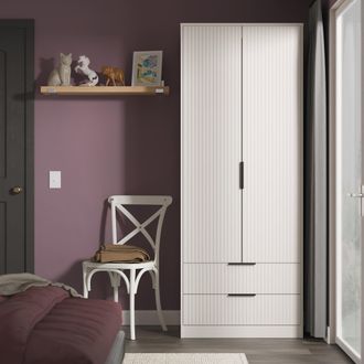 Lewis's Fluted 2 Drawer Double Wardrobe in Kashmir Matt - Ready Assembled - Lewiss Home | TJ Hughes