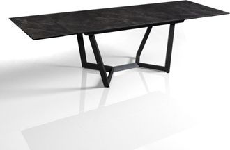 Oresteluchetta Mesa extensible cer&aacute;mica/acero negro-gris 76x100x200-300 cm