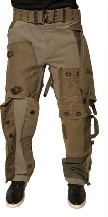 Dolce & Gabbana Mens Multicolor Reconstructed Flight Cargo Pants Cotton Hemp