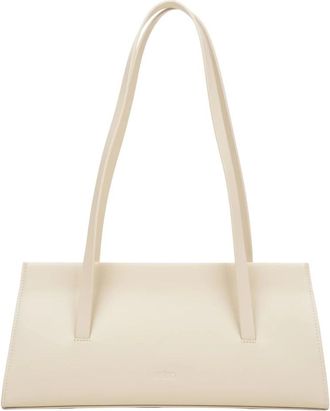 Estro & Luminara Tassen, Dames, Beige, ONE Size, Leer, Lichtbeige Leren Schoudertas