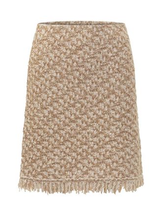 Fabiana Filippi Beige Bouclé Miniskirt With Fringes By Fabiana Filippi
