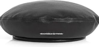 Mani&egrave;re De Voir Anya Leather Beret in Black at Nordstrom