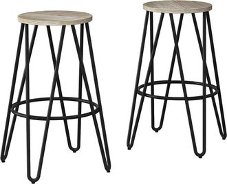 Simpli Home Set Of 2 Simeon Industrial Metal 26In Metal Counter Height Stools With Wood Seat