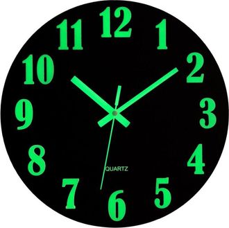 Elle Reloj De Pared Luminoso Silencioso De 30 Cm, Reloj De Pared Fluorescente De Mdf, Luz Nocturna, Reloj Decorativo Grande Para Dormitorio, Cocina, Sala D