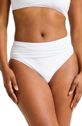 Tommy Bahama Pearl Ruched High Waist Bikini Bottoms in White at Nordstrom, Size X-Small