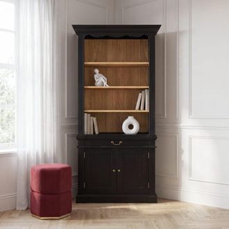 Maisons du monde Librer&iacute;a de acacia negra mate con 2 puertas y 1 caj&oacute;n
