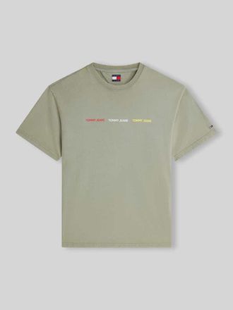 Tommy Jeans Relaxed Fit T-Shirt aus reiner Baumwolle in Schilf, Gr&ouml;&szlig;e XL
