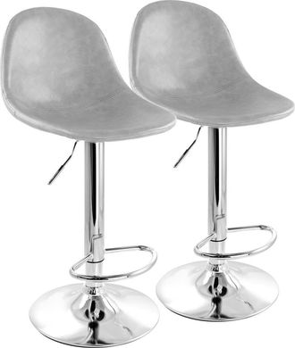 Elama 2 Piece Adjustable Distressed Faux Leather Bucket Bar Stools in Gray at Nordstrom