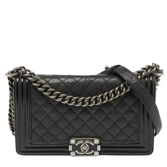 Chanel Pre-owned Leather chanel-bags - Dames - Pre-owned - Zwart - Maat: ONE Size Leer