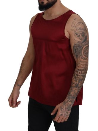 Dolce & Gabbana Mens Red Round Neck Sleeveless Silk T-Shirt