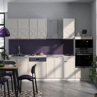 Vicco Mueble De Cocina Fame-line, Gris/beige/blanco, 300 Cm Con Armario Alto, Et Antracita, Vicco